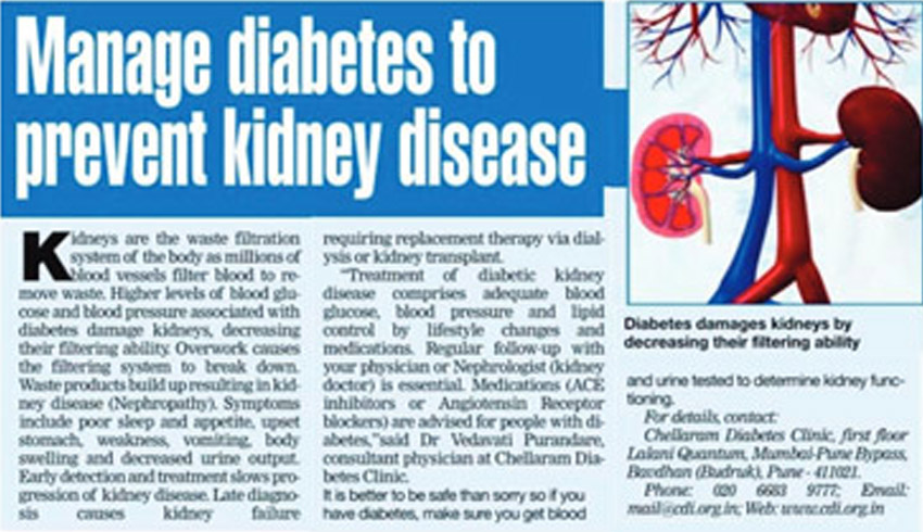 Manage Diabetes to prevent kidney disease